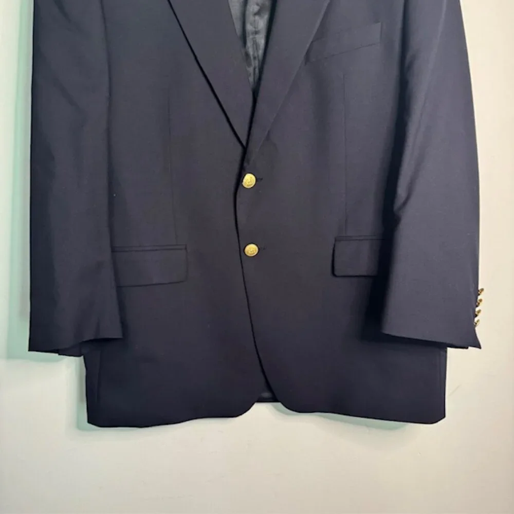 Chaps Ralph Lauren Wool Navy Blue / Gold Button Blazer Size 46R